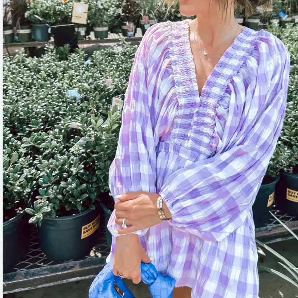 MARBLE Lavender and White Ruffled Romper